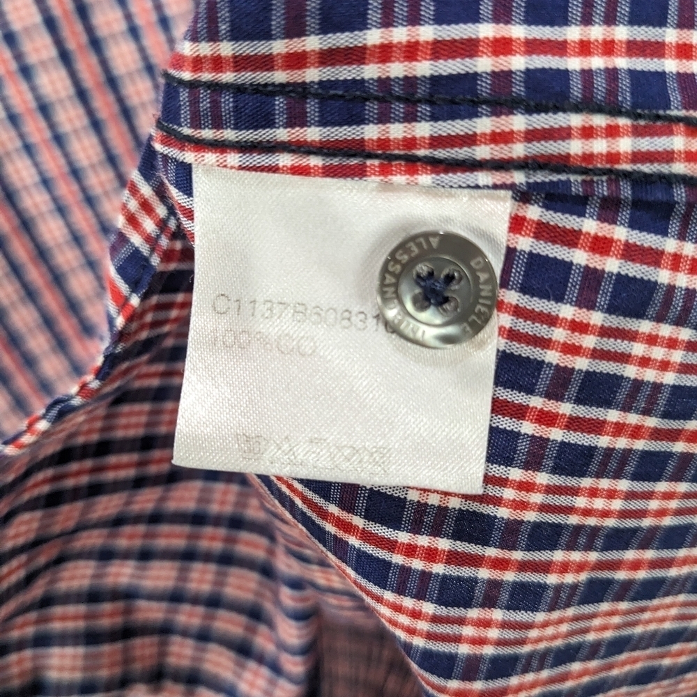 DANIELE ALESSANDRINI Plaid Short Sleeve Shirt Size 16 - Picture 6 of 10